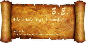 Bárkányi Elemér névjegykártya